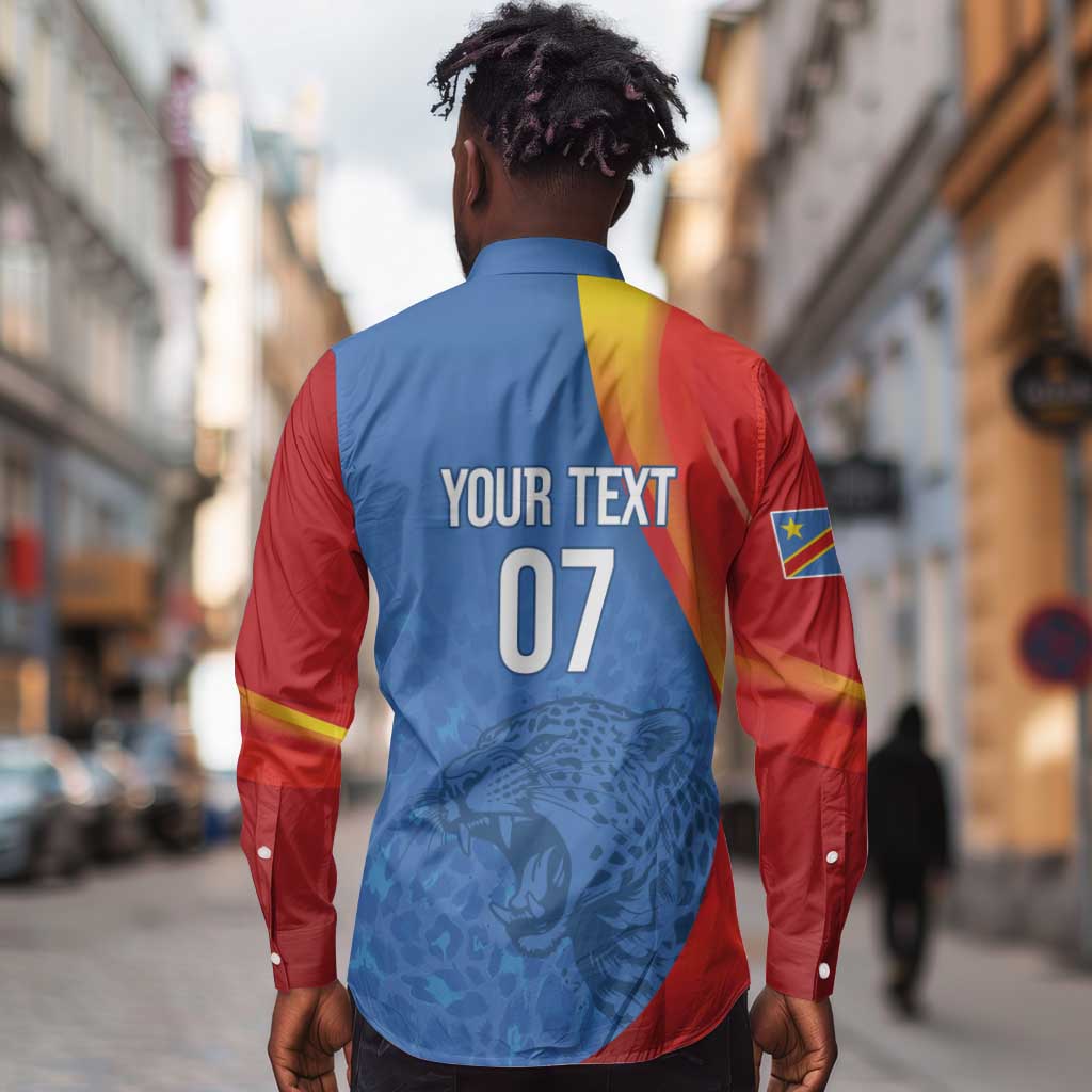DR Congo Football 2026 Custom Long Sleeve Button Shirt Les Leopards - Glory Upon Glory - African Pride