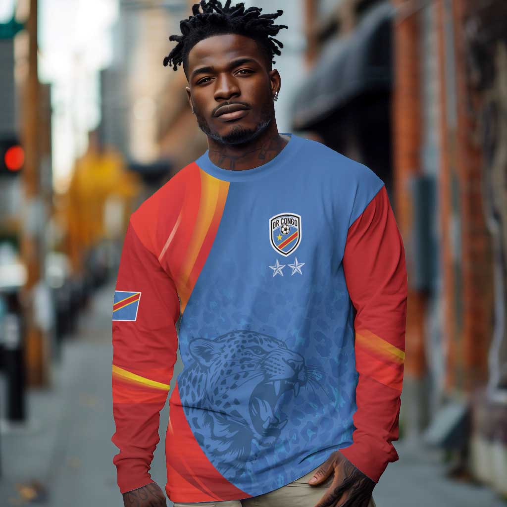 DR Congo Football 2026 Custom Long Sleeve Shirt Les Leopards - Glory Upon Glory - African Pride