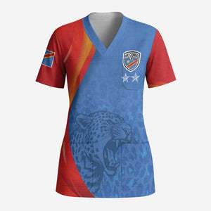 DR Congo Football 2026 Custom Scrub Top Les Leopards - Glory Upon Glory - African Pride
