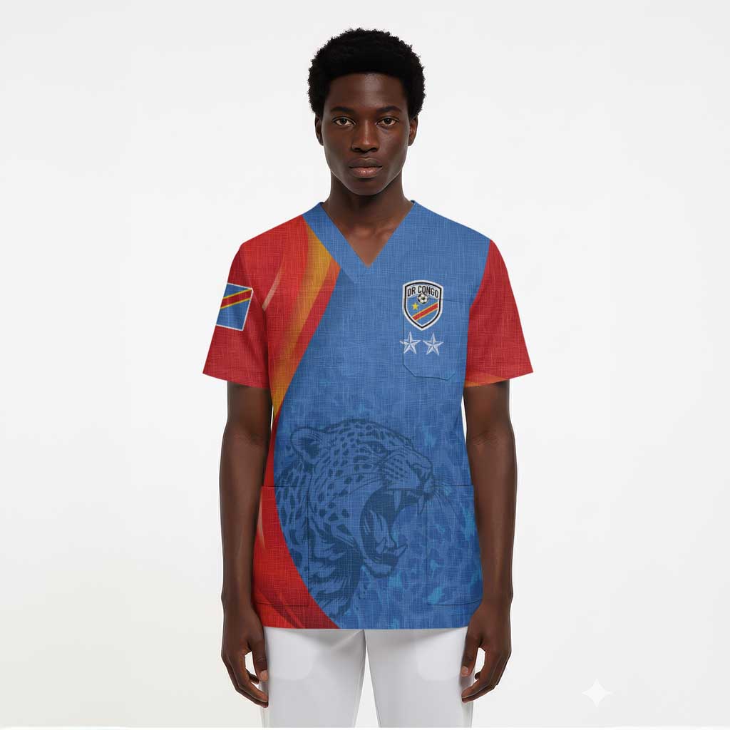 DR Congo Football 2026 Custom Scrub Top Les Leopards - Glory Upon Glory - African Pride