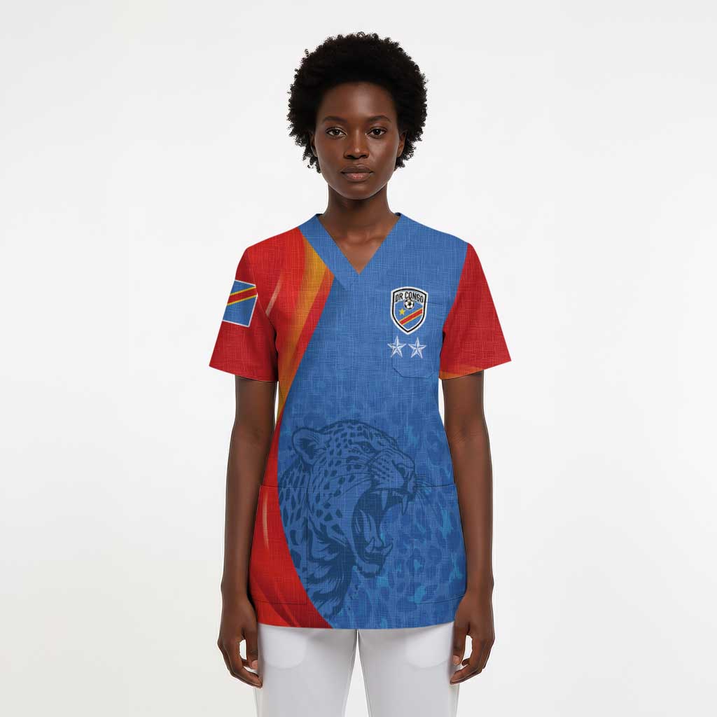 DR Congo Football 2026 Custom Scrub Top Les Leopards - Glory Upon Glory - African Pride