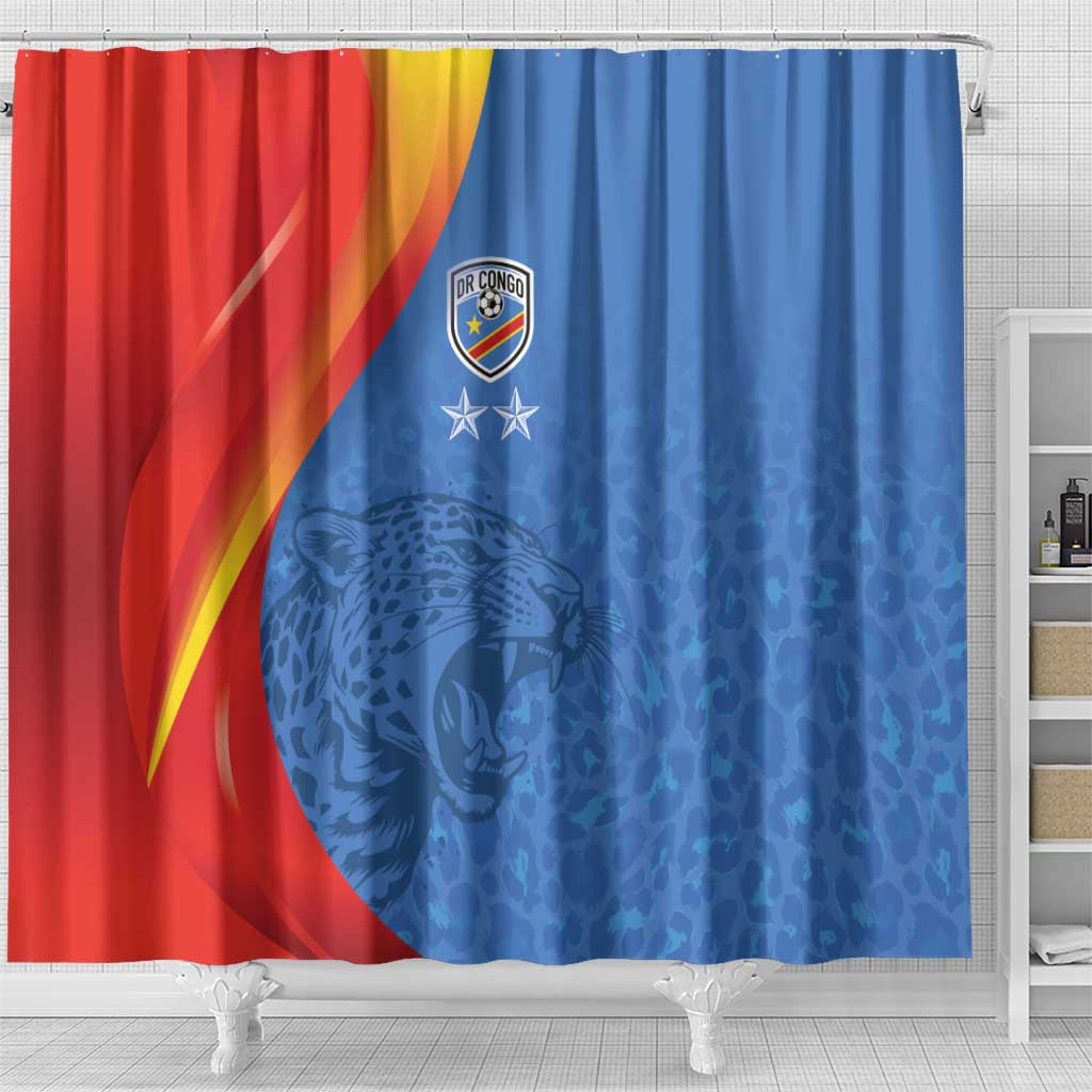 DR Congo Football 2026 Shower Curtain Les Leopards - Glory Upon Glory - African Pride