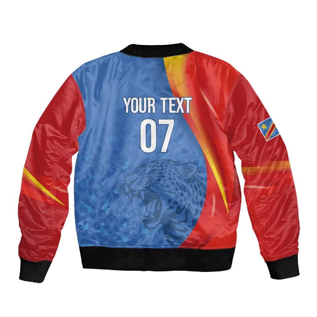 DR Congo Football 2026 Custom Sleeve Zip Bomber Jacket Les Leopards - Glory Upon Glory - African Pride
