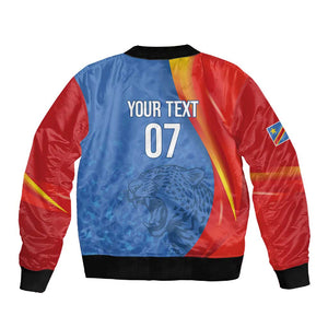 DR Congo Football 2026 Custom Sleeve Zip Bomber Jacket Les Leopards - Glory Upon Glory - African Pride