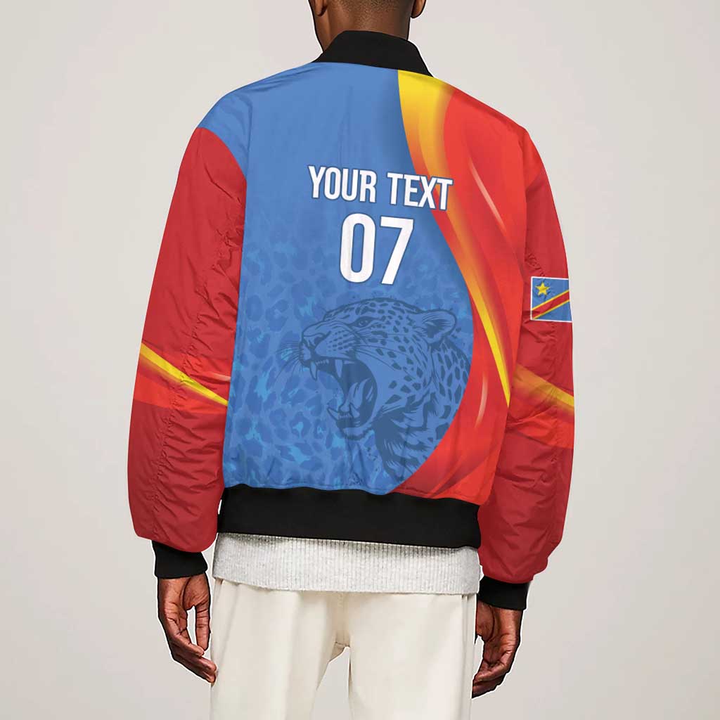 DR Congo Football 2026 Custom Sleeve Zip Bomber Jacket Les Leopards - Glory Upon Glory - African Pride