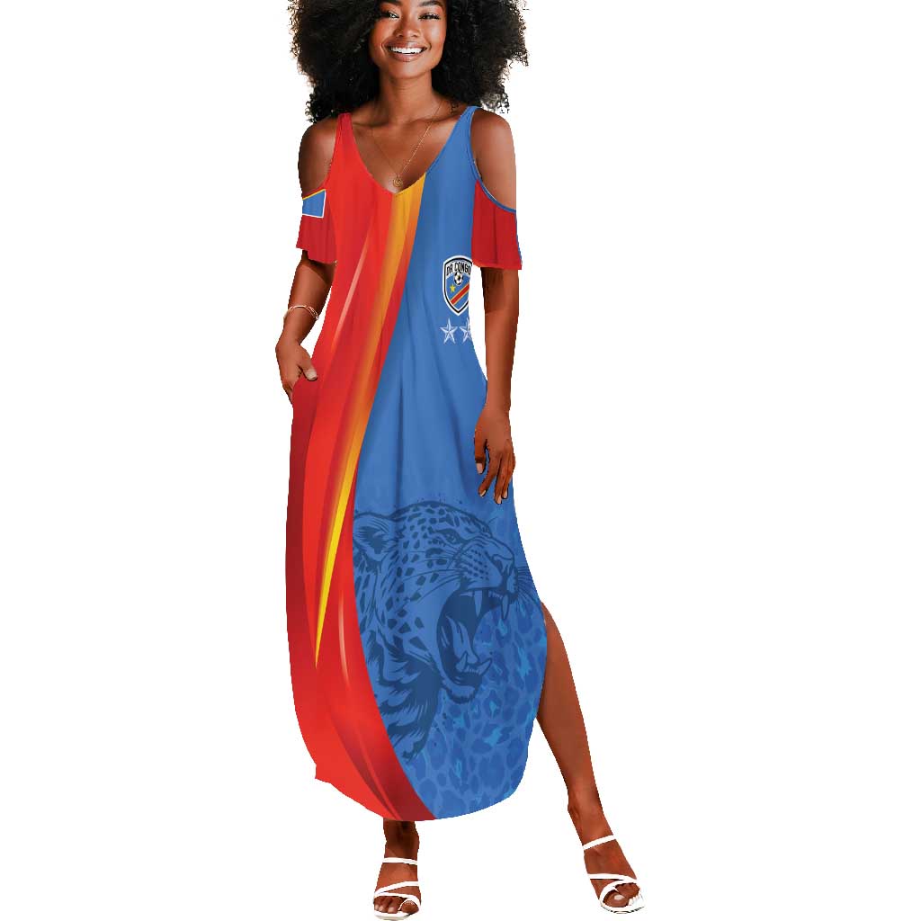 DR Congo Football 2026 Custom Summer Maxi Dress Les Leopards - Glory Upon Glory LT7