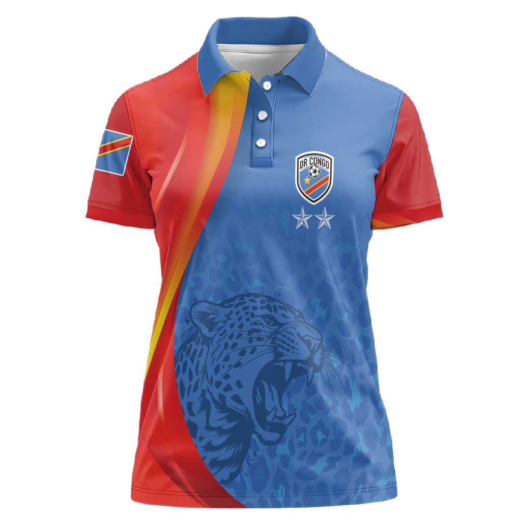 DR Congo Football 2026 Custom Women Polo Shirt Les Leopards - Glory Upon Glory LT7