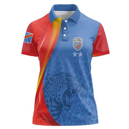 DR Congo Football 2026 Custom Women Polo Shirt Les Leopards - Glory Upon Glory LT7