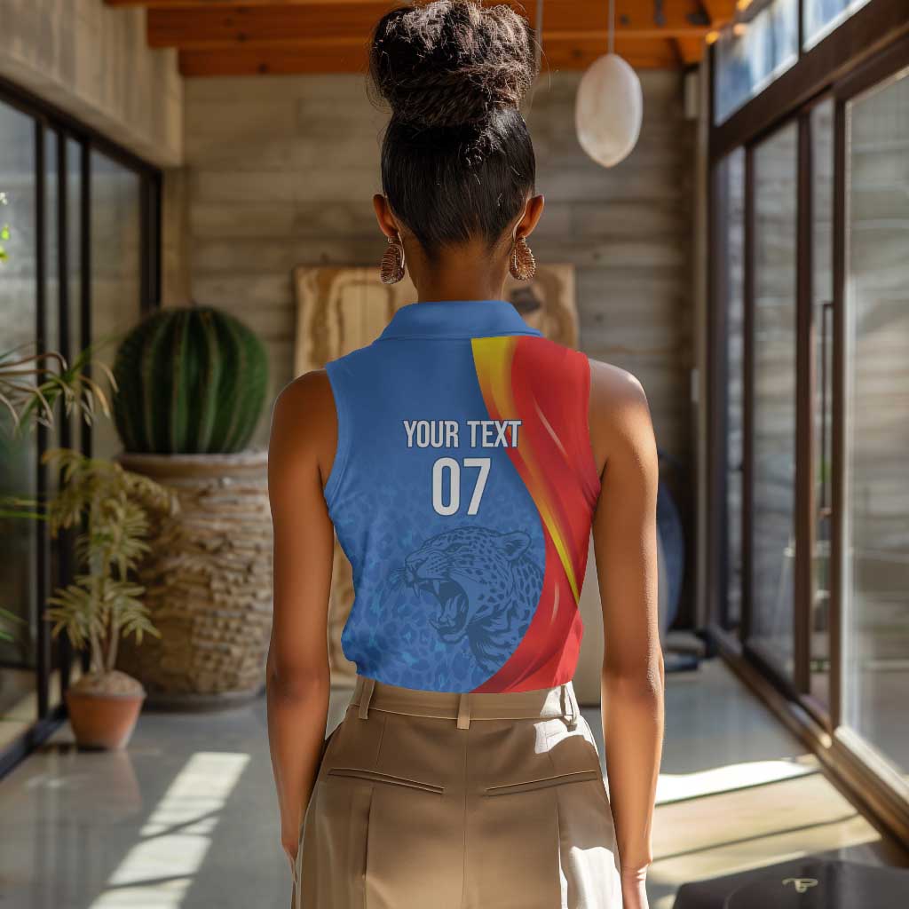 DR Congo Football 2026 Custom Women Sleeveless Polo Shirt Les Leopards - Glory Upon Glory - African Pride