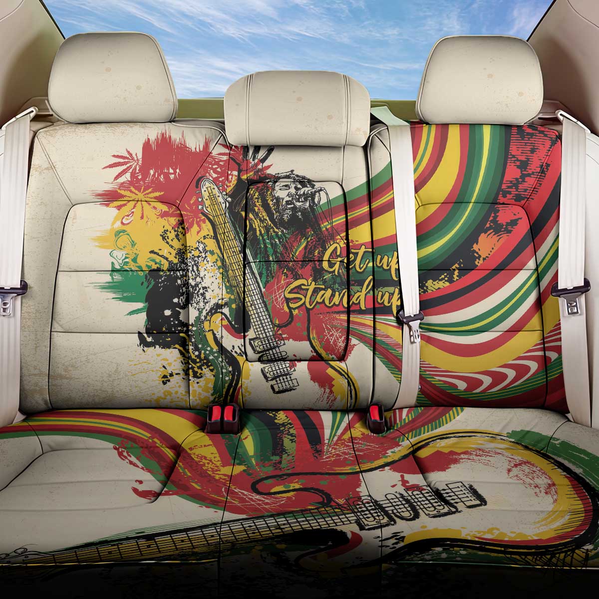Reggae Soul B.Marley Grungy Back Car Seat Cover Get Up Stand Up - African Pride