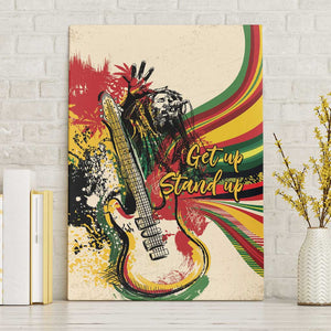 Reggae Soul B.Marley Grungy Canvas Wall Art Get Up Stand Up - African Pride
