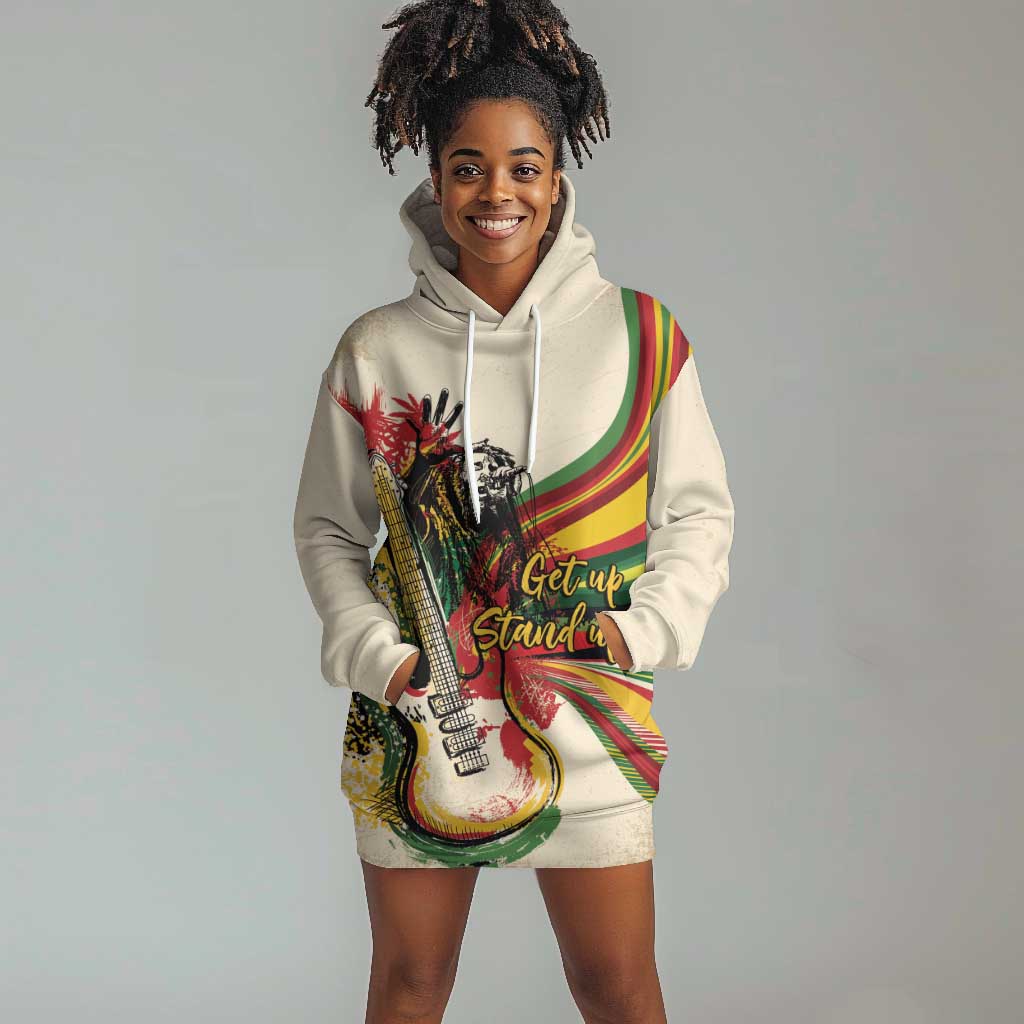 Reggae Soul B.Marley Grungy Hoodie Dress Get Up Stand Up - African Pride