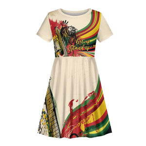 Reggae Soul B.Marley Grungy Kid Short Sleeve Dress Get Up Stand Up - African Pride