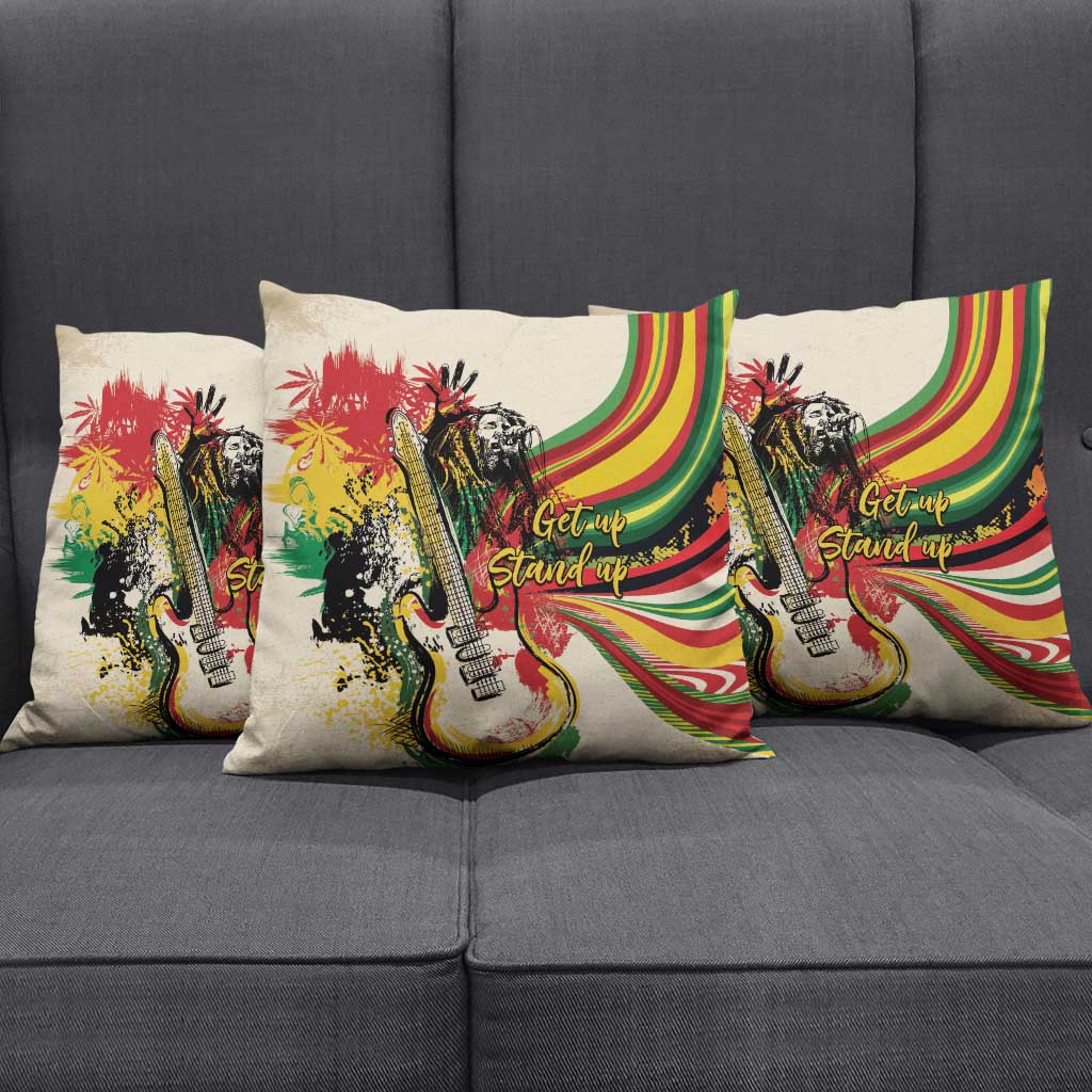 Reggae Soul B.Marley Grungy Pillow Cover Get Up Stand Up - African Pride