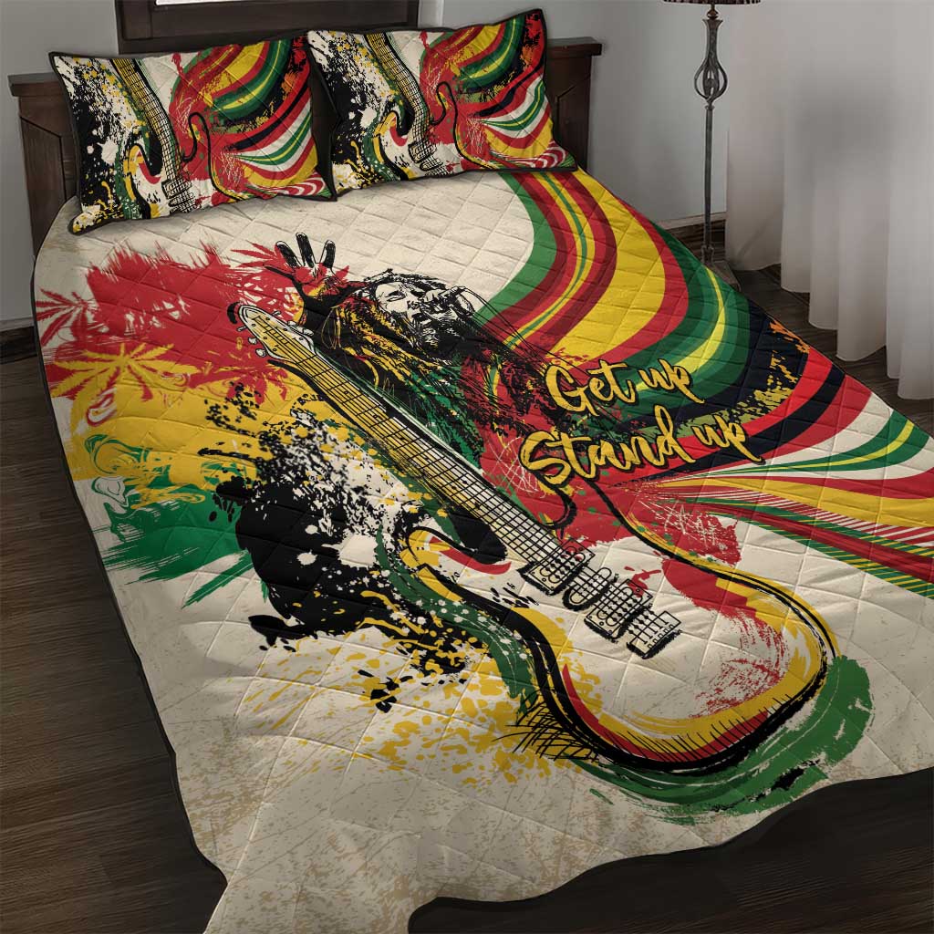 Reggae Soul B.Marley Grungy Quilt Bed Set Get Up Stand Up - African Pride