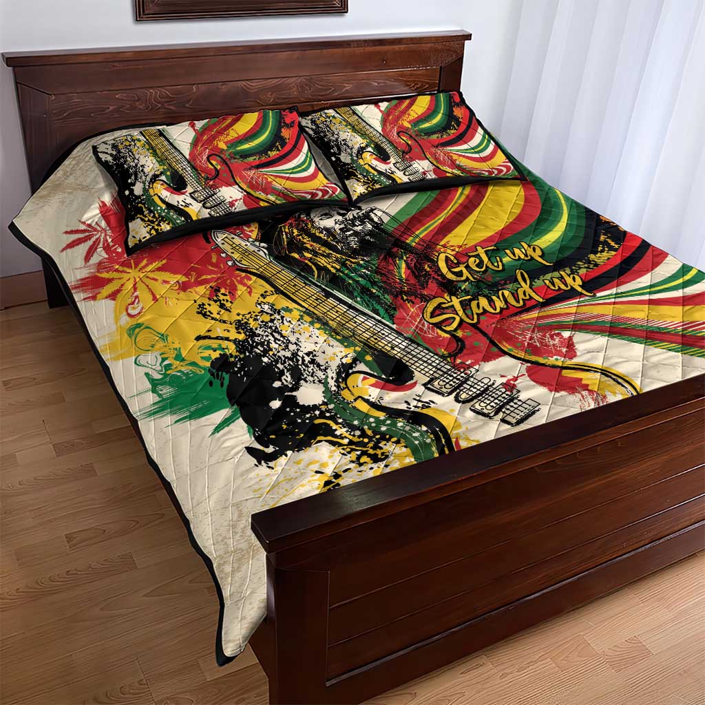 Reggae Soul B.Marley Grungy Quilt Bed Set Get Up Stand Up - African Pride