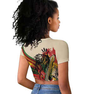 Reggae Soul B.Marley Grungy Raglan Cropped T shirt Get Up Stand Up - African Pride