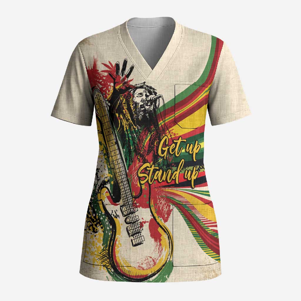 Reggae Soul B.Marley Grungy Scrub Top Get Up Stand Up - African Pride
