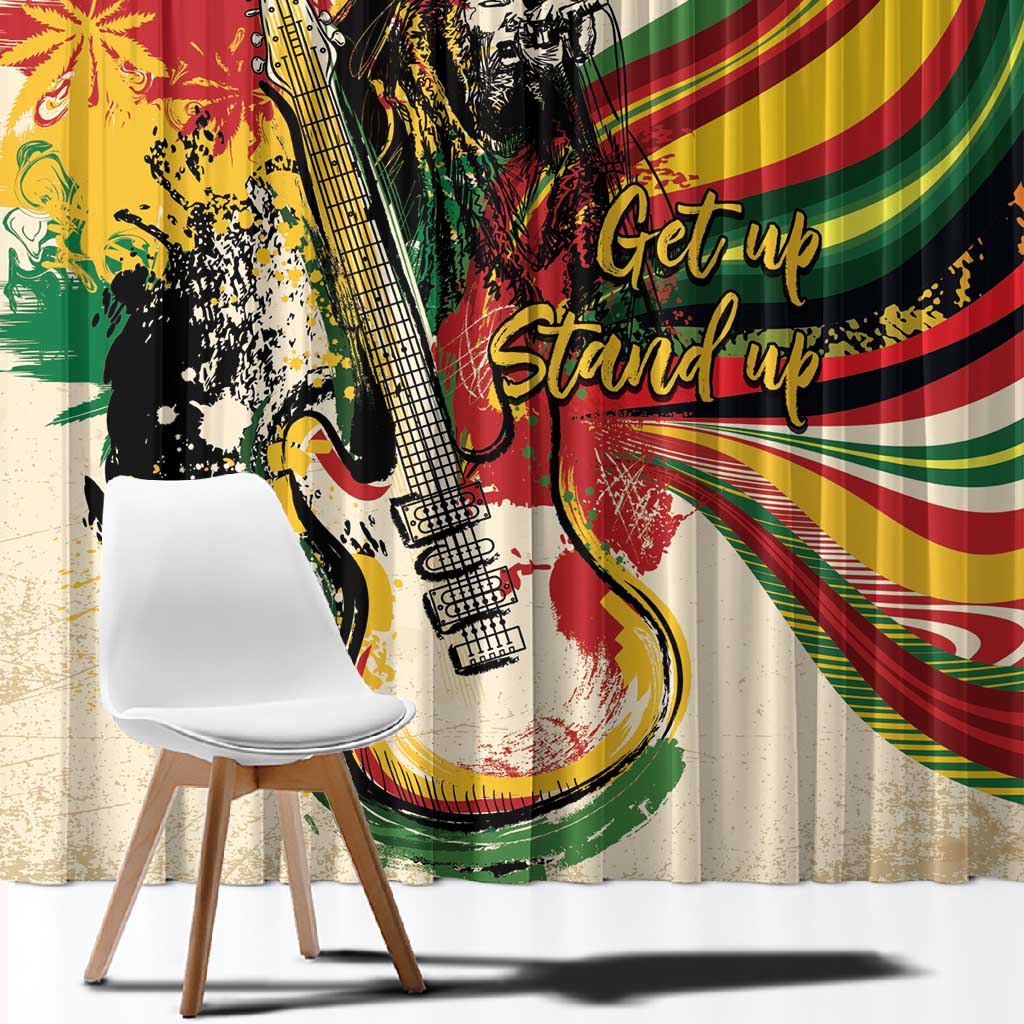 Reggae Soul B.Marley Grungy Window Curtain Get Up Stand Up - African Pride