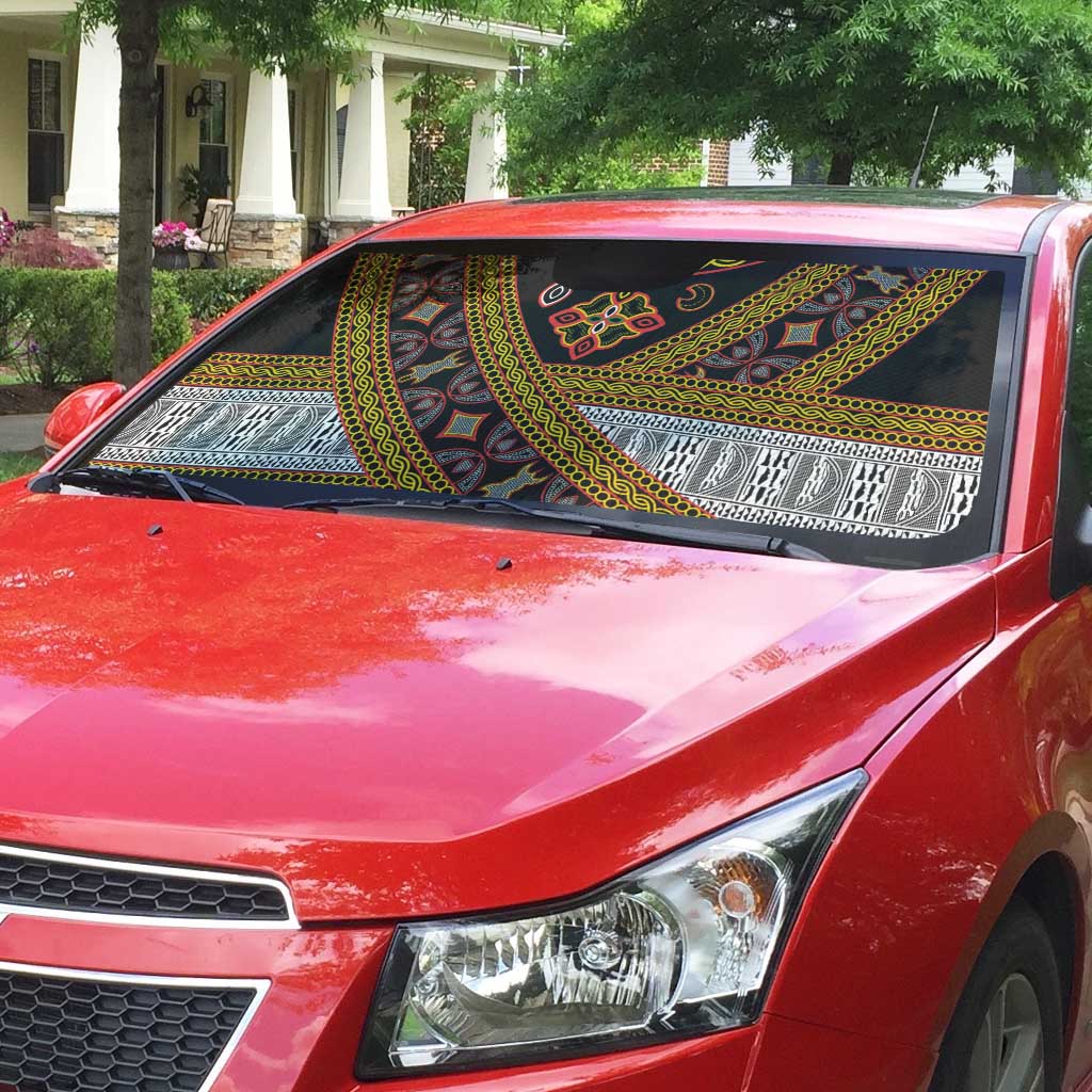 Cameroon Bamenda Toghu Inspired Auto Sun Shade Classic Motifs