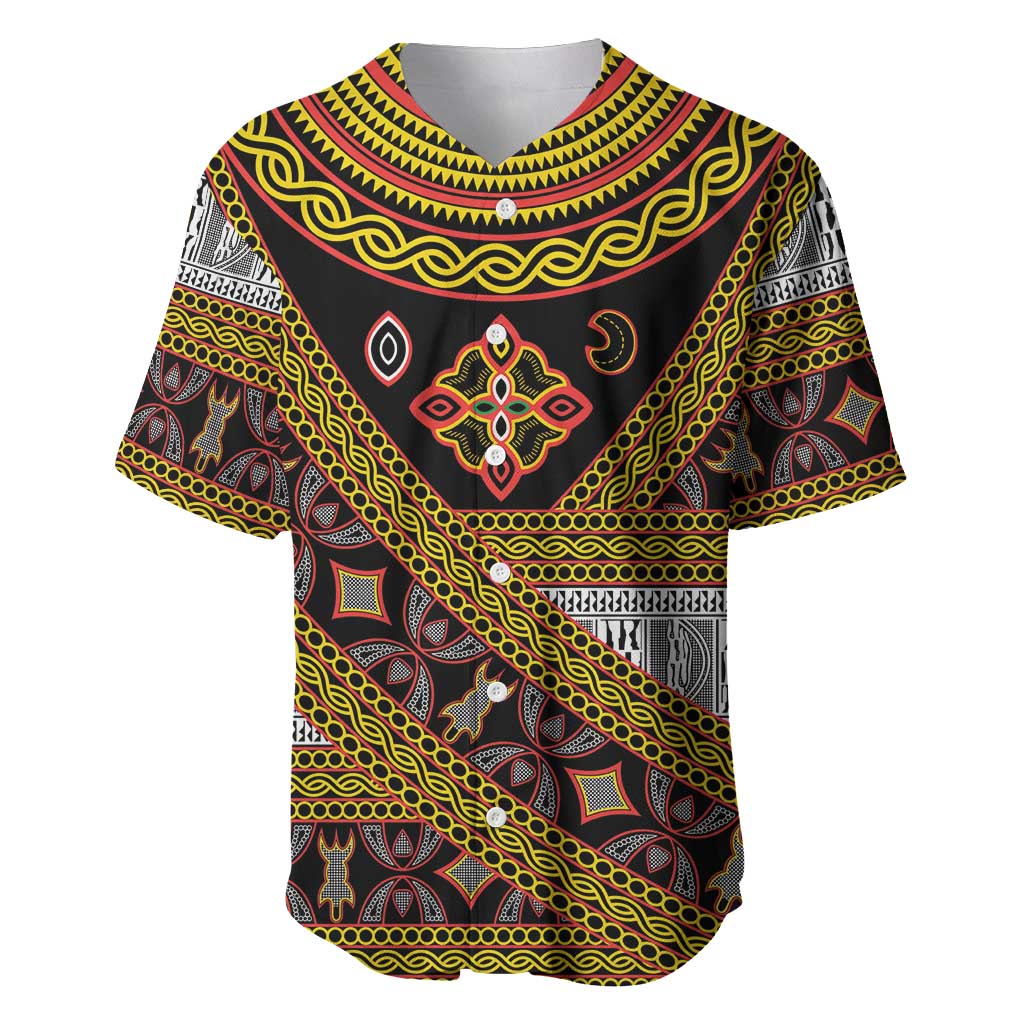 Cameroon Bamenda Toghu Inspired Baseball Jersey Classic Motifs