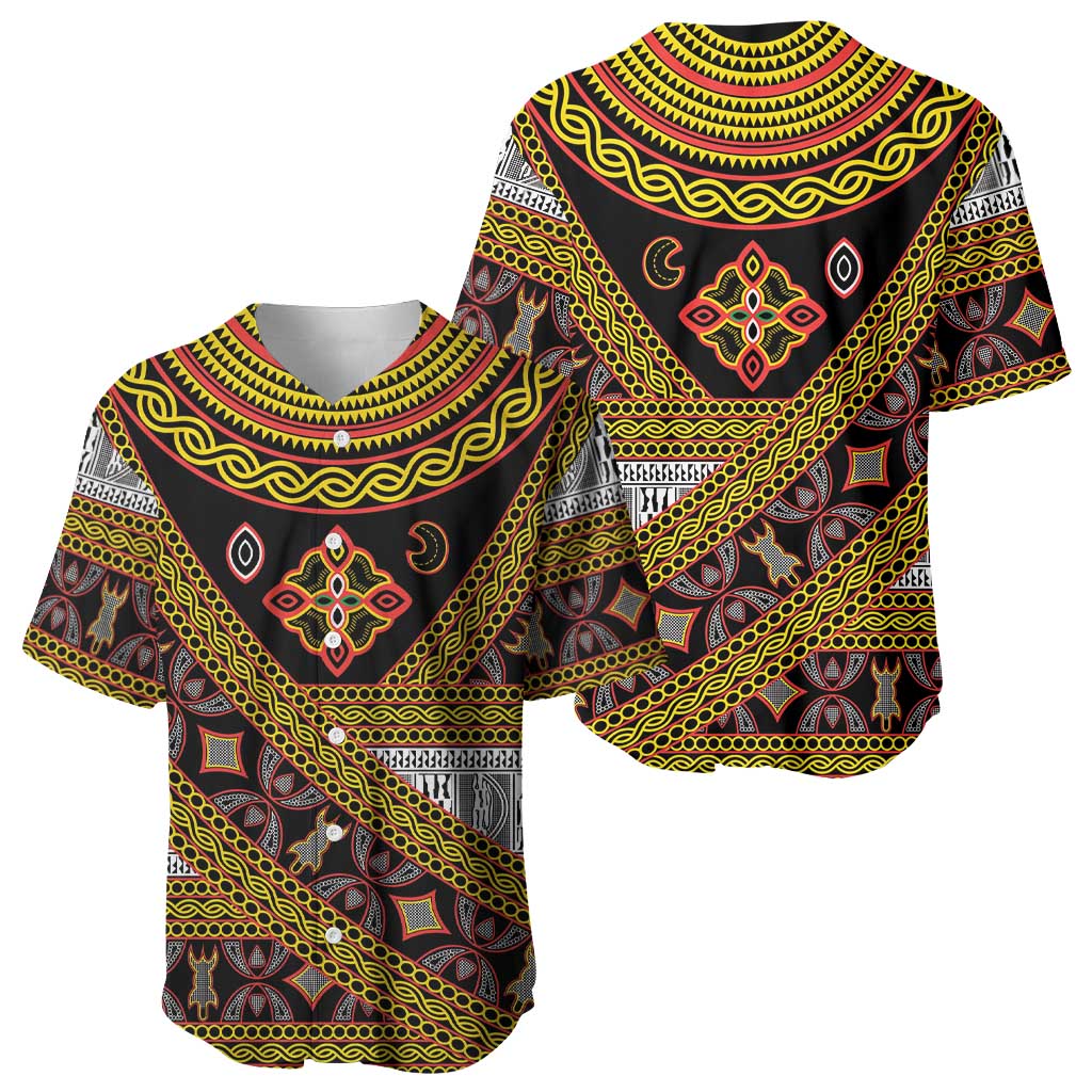 Cameroon Bamenda Toghu Inspired Baseball Jersey Classic Motifs