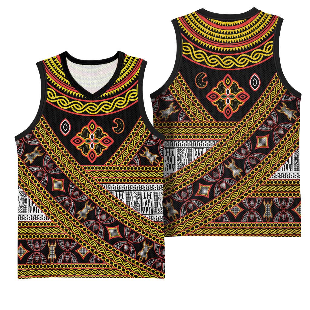 Cameroon Bamenda Toghu Inspired Basketball Jersey Classic Motifs