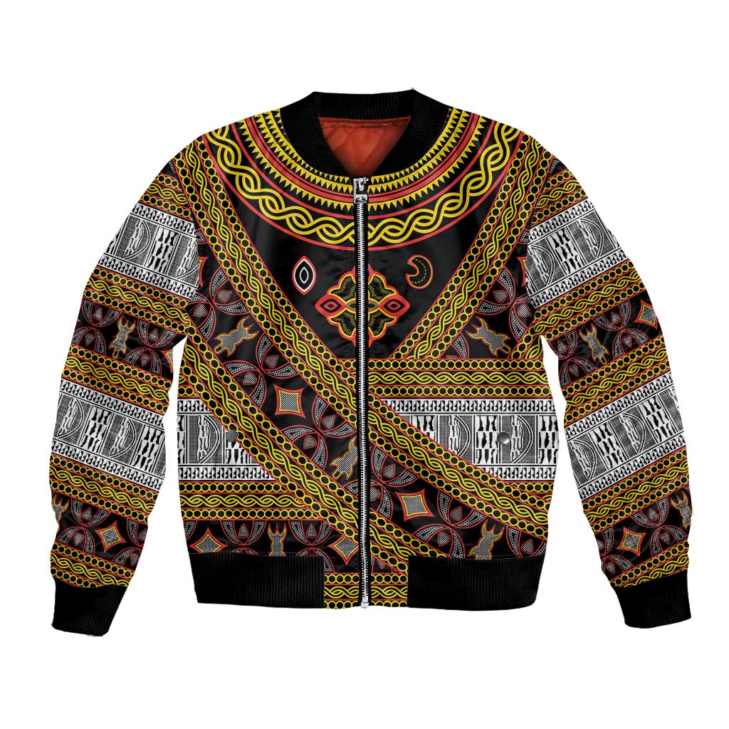 Cameroon Bamenda Toghu Inspired Bomber Jacket Classic Motifs