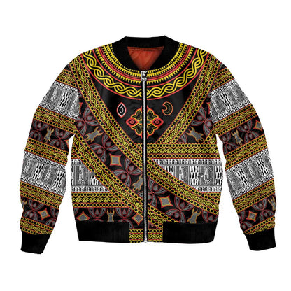 Cameroon Bamenda Toghu Inspired Bomber Jacket Classic Motifs