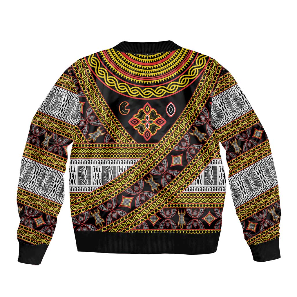 Cameroon Bamenda Toghu Inspired Bomber Jacket Classic Motifs