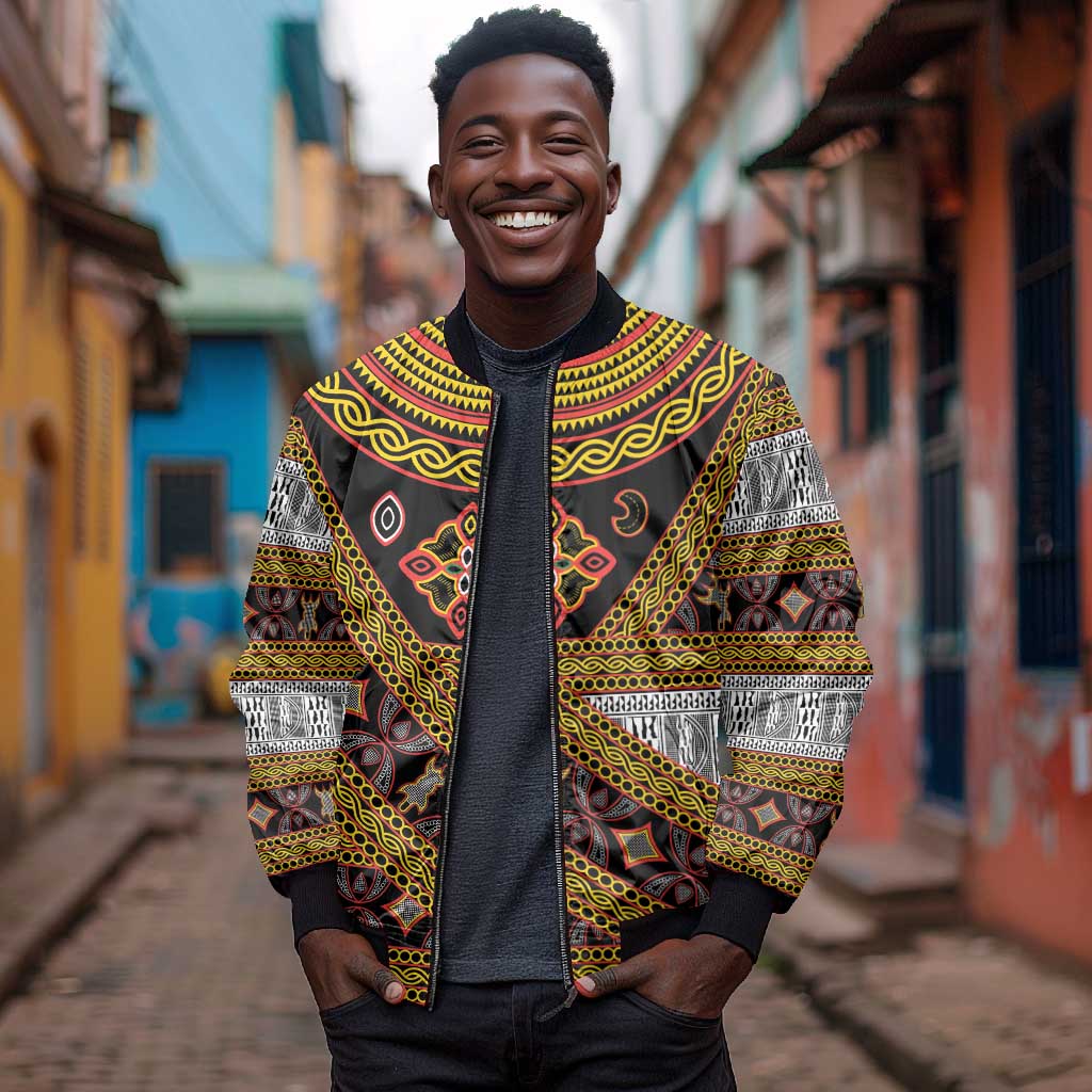 Cameroon Bamenda Toghu Inspired Bomber Jacket Classic Motifs