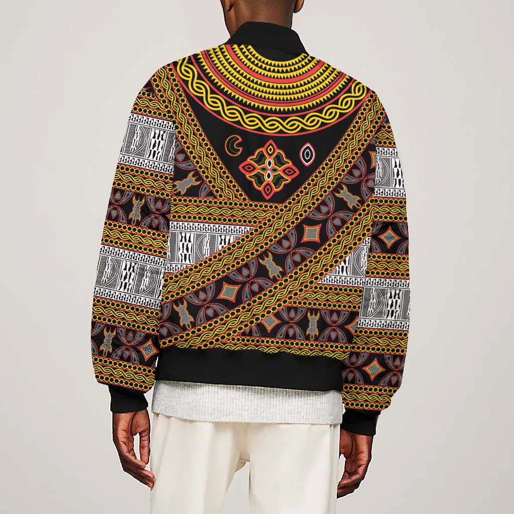 Cameroon Bamenda Toghu Inspired Bomber Jacket Classic Motifs