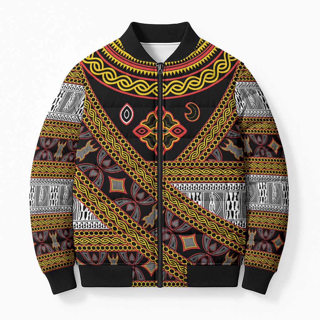 Cameroon Bamenda Toghu Inspired Bomber Puffer Jacket Classic Motifs