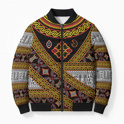 Cameroon Bamenda Toghu Inspired Bomber Puffer Jacket Classic Motifs