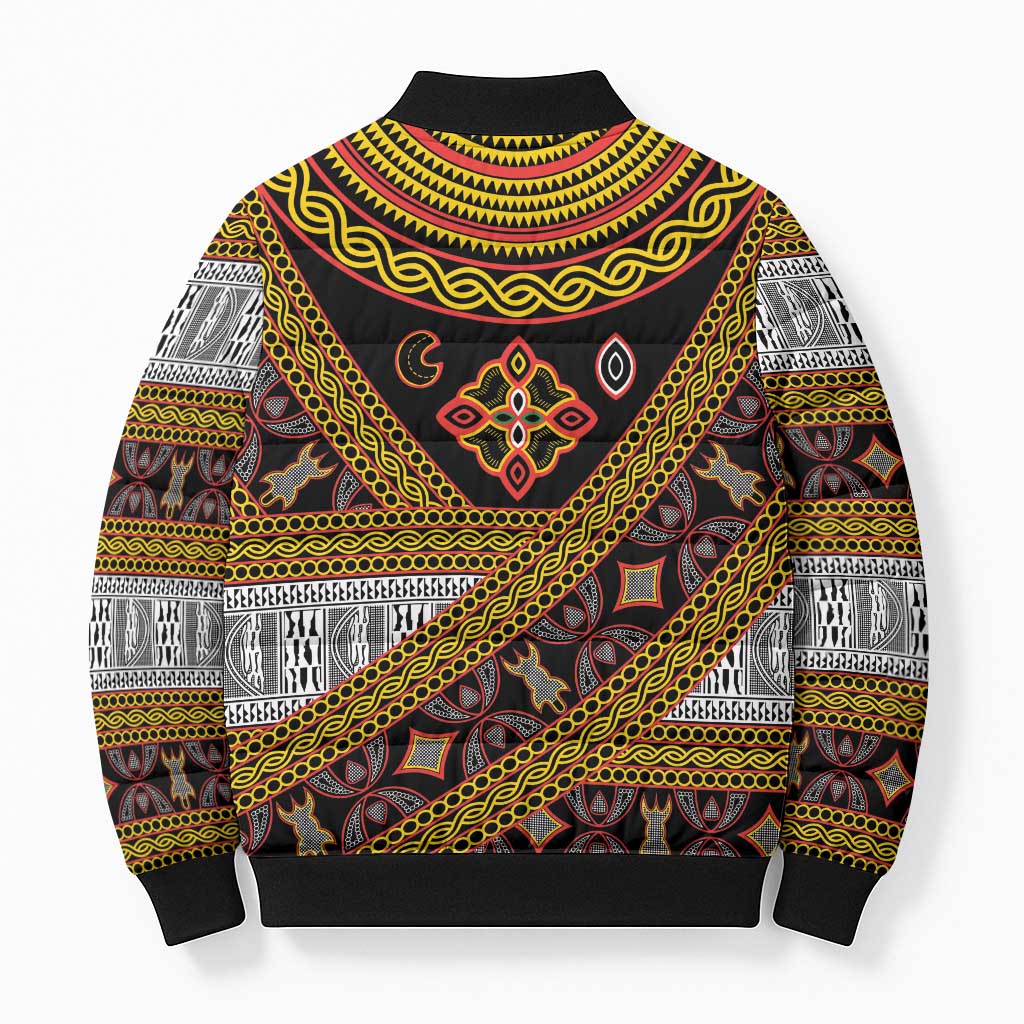 Cameroon Bamenda Toghu Inspired Bomber Puffer Jacket Classic Motifs