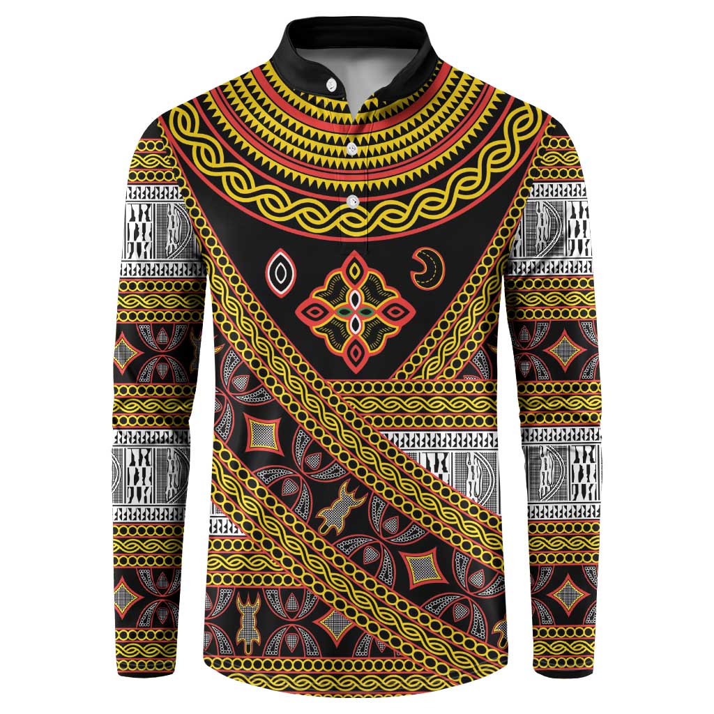 Cameroon Bamenda Toghu Inspired Button Sweatshirt Classic Motifs