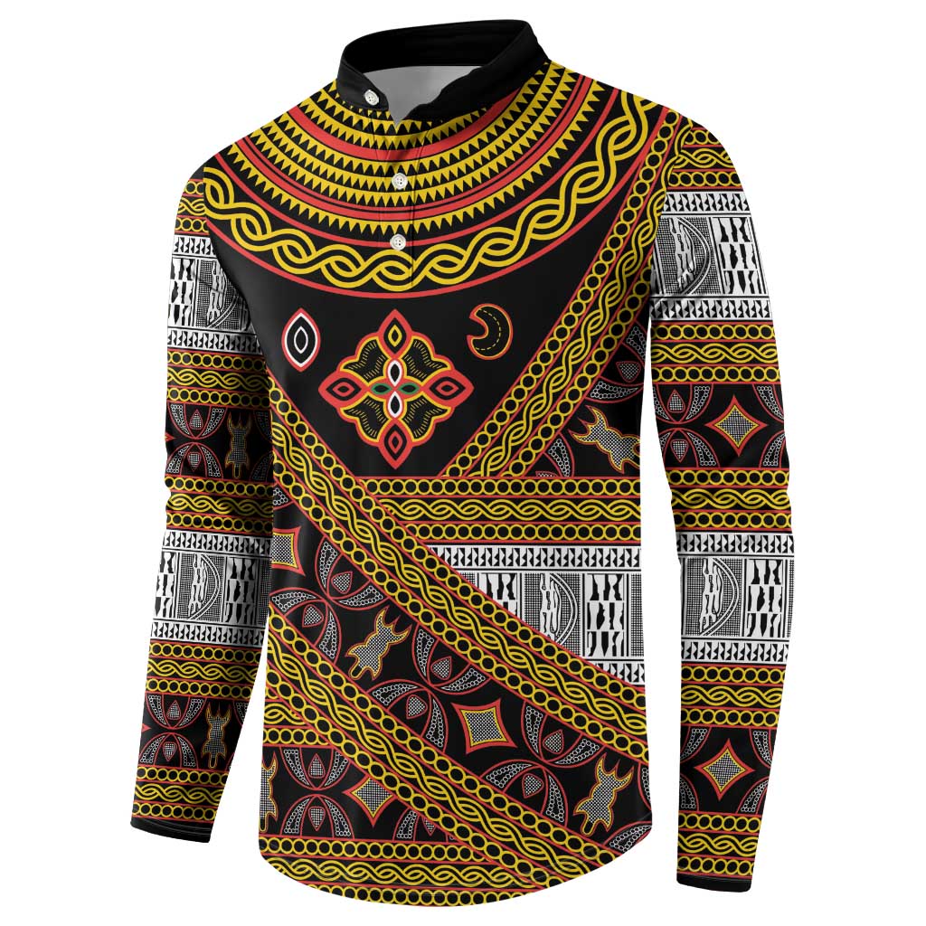 Cameroon Bamenda Toghu Inspired Button Sweatshirt Classic Motifs
