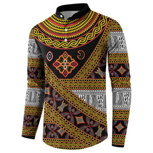 Cameroon Bamenda Toghu Inspired Button Sweatshirt Classic Motifs