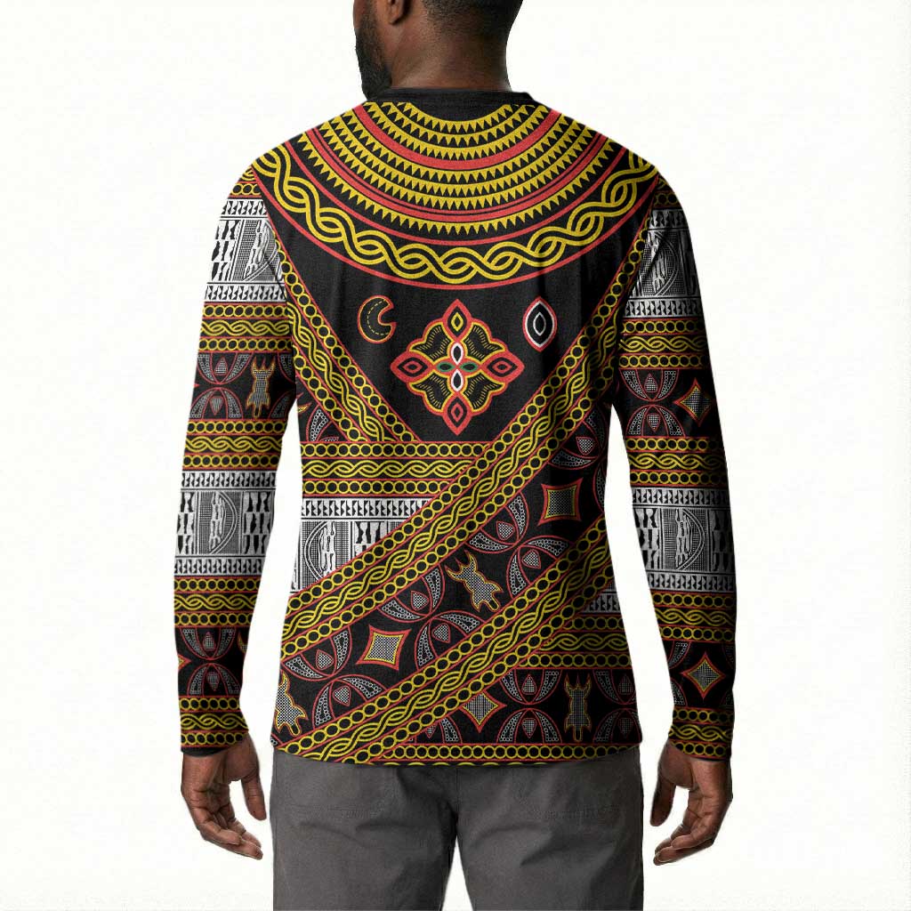 Cameroon Bamenda Toghu Inspired Button Sweatshirt Classic Motifs