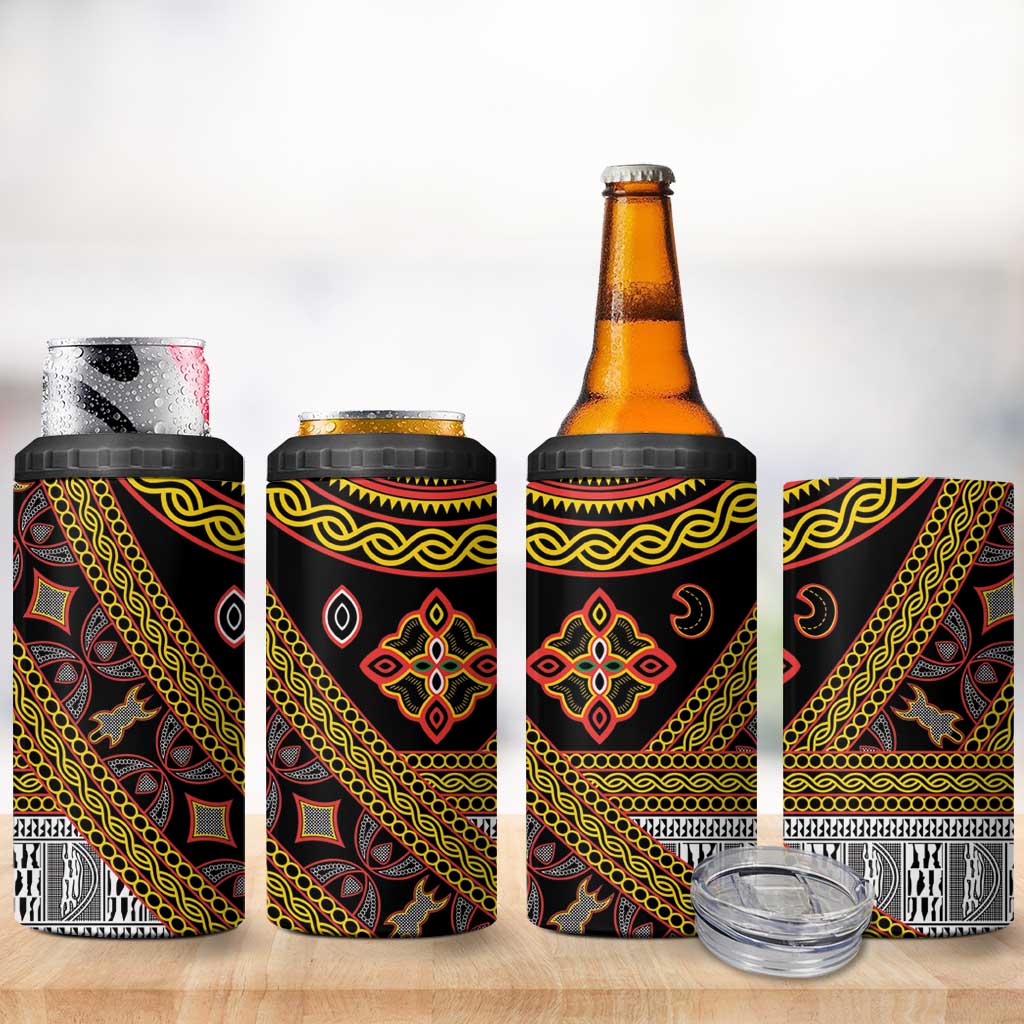 Cameroon Bamenda Toghu Inspired 4 in 1 Can Cooler Tumbler Classic Motifs