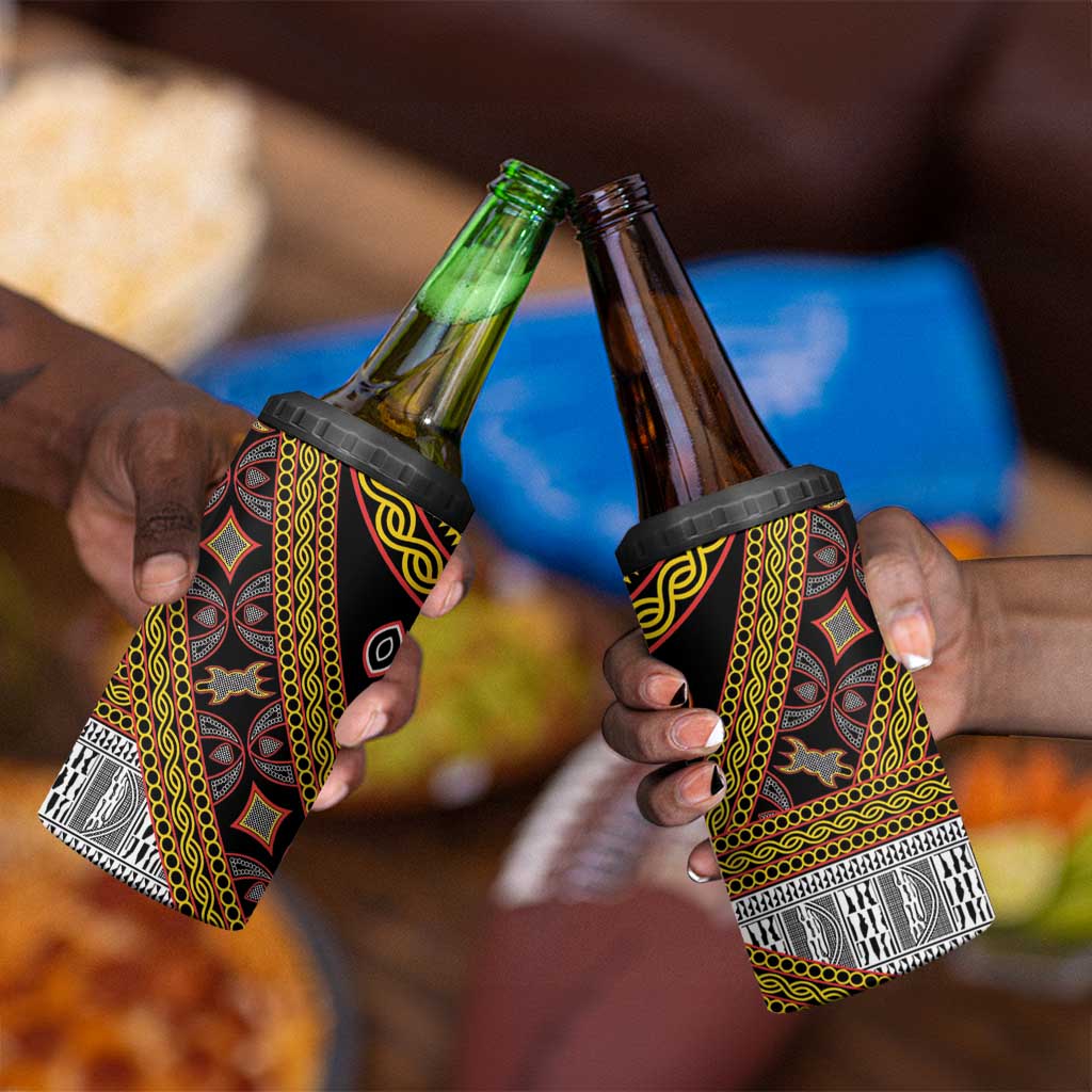 Cameroon Bamenda Toghu Inspired 4 in 1 Can Cooler Tumbler Classic Motifs