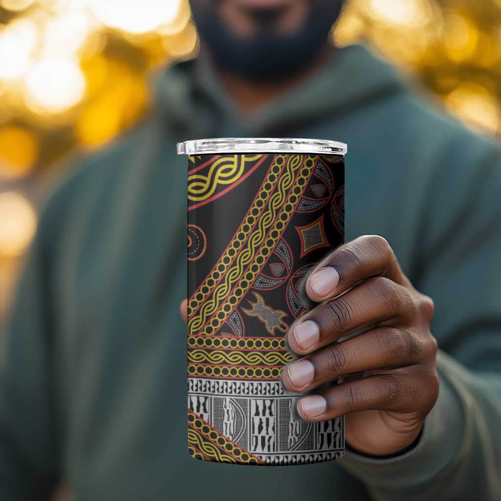 Cameroon Bamenda Toghu Inspired 4 in 1 Can Cooler Tumbler Classic Motifs