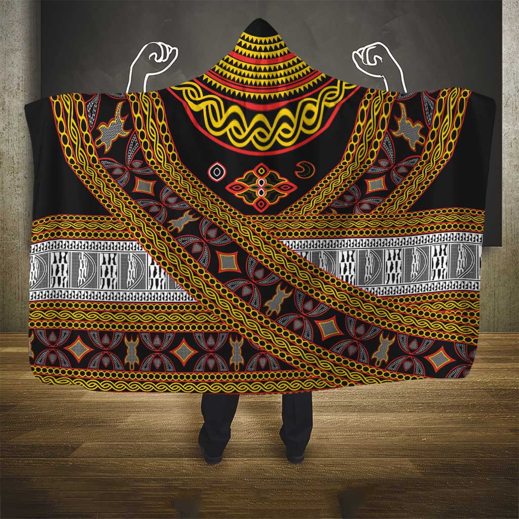 Cameroon Bamenda Toghu Inspired Hooded Blanket Classic Motifs