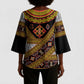 Cameroon Bamenda Toghu Inspired Kimono Sleeve Blouse Classic Motifs