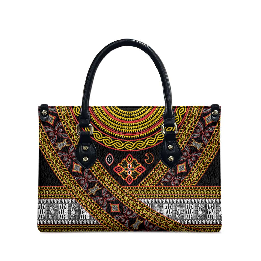 Cameroon Bamenda Toghu Inspired Leather Bag Classic Motifs