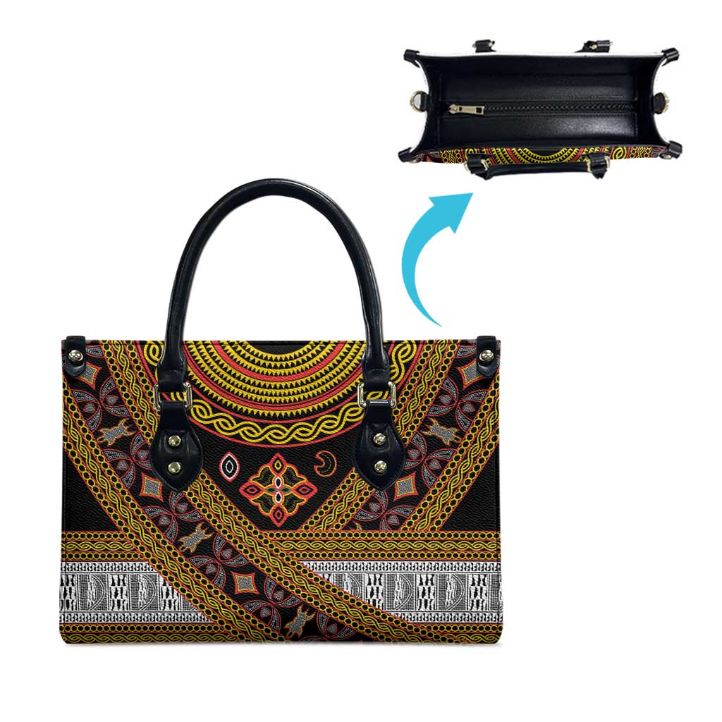 Cameroon Bamenda Toghu Inspired Leather Bag Classic Motifs