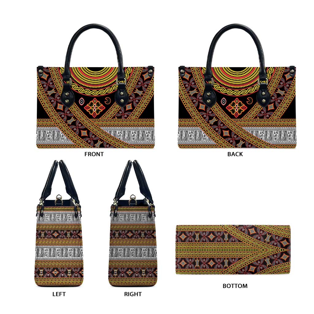 Cameroon Bamenda Toghu Inspired Leather Bag Classic Motifs