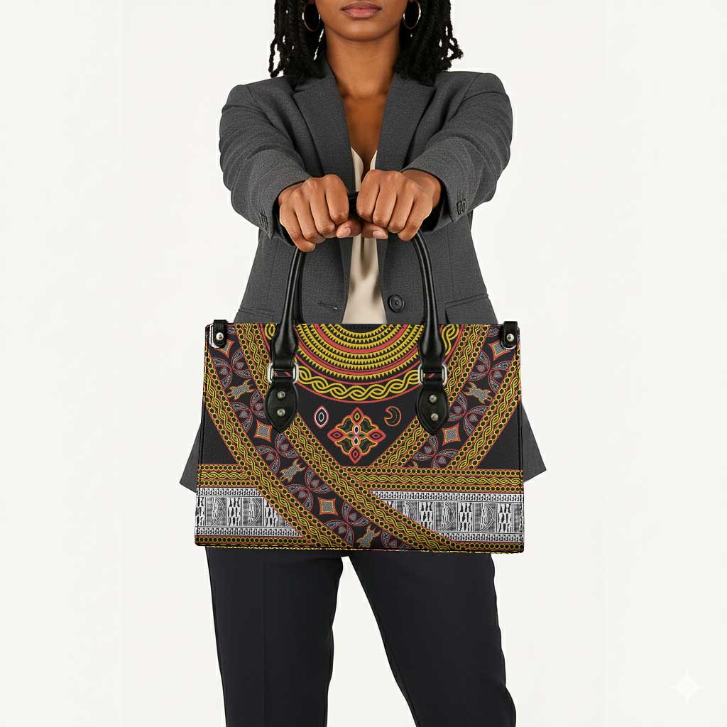 Cameroon Bamenda Toghu Inspired Leather Bag Classic Motifs