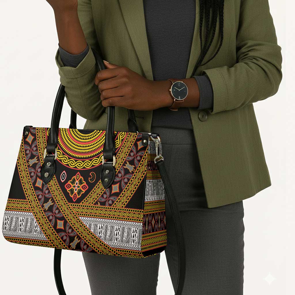 Cameroon Bamenda Toghu Inspired Leather Bag Classic Motifs