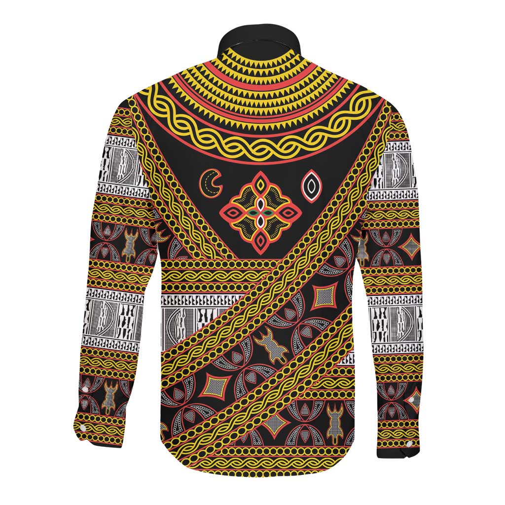 Cameroon Bamenda Toghu Inspired Long Sleeve Button Shirt Classic Motifs